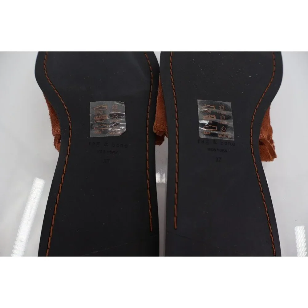 Rag&Bone Melrose Flip Flop Slide Sandal Size 37 7 Brown Suede Flat Shoes Comfy - Picture 10 of 11